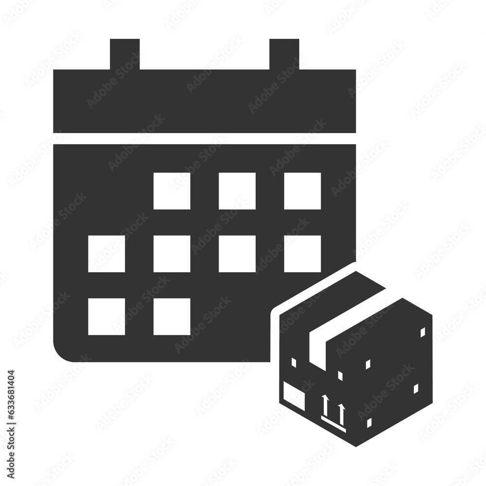 Vector illustration of package delivery date icon in dark color and transparent background(png). Vector illustration of package delivery date icon in dark color and transparent background(png).