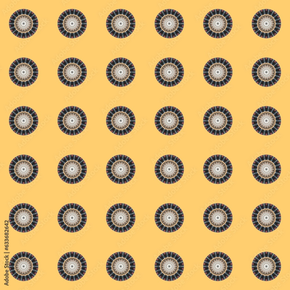 Seamless pattern with abstract circles on a yellow background. Vector illustration. Seamless pattern with abstract circles on a yellow background. Vector illustration.