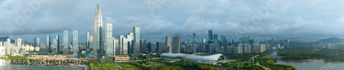 Shenzhen ,China - June 02 2022: Aerial view of construction site and landscape in Shenzhen city, China