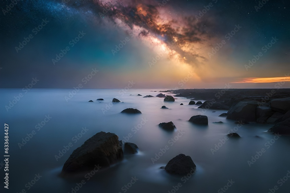 sunset over the sea generated by AI sunset over the sea generated by AI
