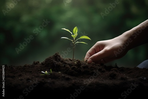 Hands that Nurture Tomorrow: Planting a Sapling with Expertise Against the Flourishing Canopy of an Aged Forest, Portraying the Circle of Nature's Progress Generative AI