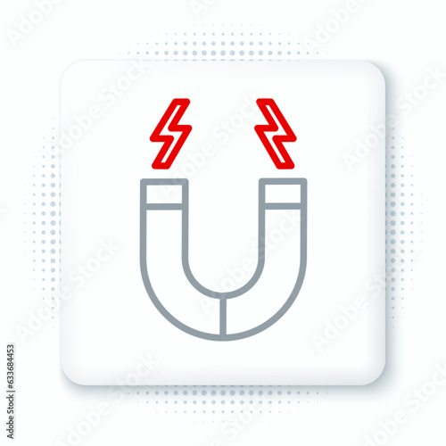 Line Magnet icon isolated on white background. Horseshoe magnet, magnetism, magnetize, attraction. Colorful outline concept. Vector