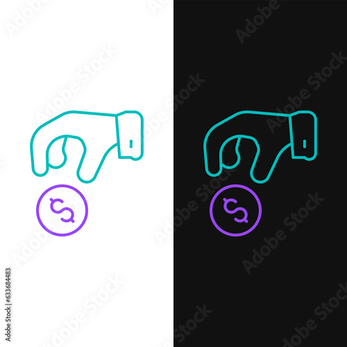 Line Donate or pay your zakat as muslim obligatory icon isolated on white and black background. Muslim charity or alms in ramadan kareem before eid al-fir. Colorful outline concept. Vector