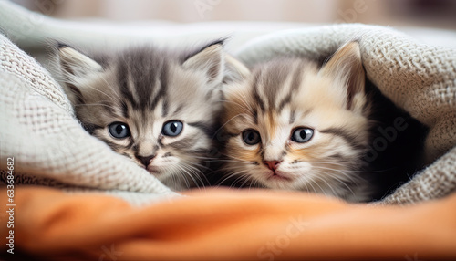 Cute kittens engaging in a game inside the blanket fort while enjoying their comfortable hideaway