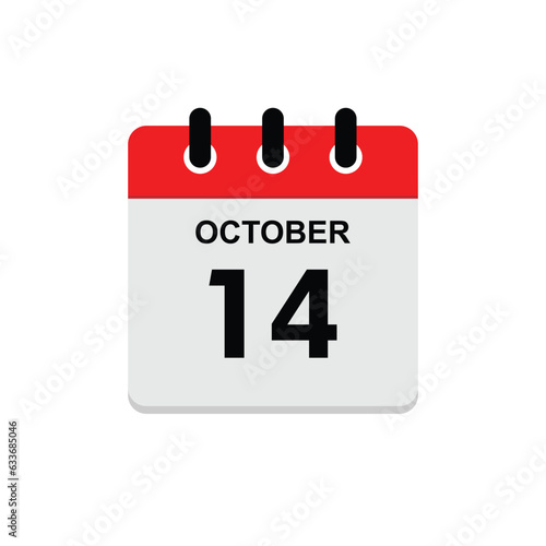 calender icon, 14 october icon with white background