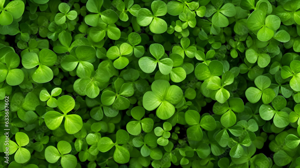 A Green shamrocks leaves background A Green shamrocks leaves background
