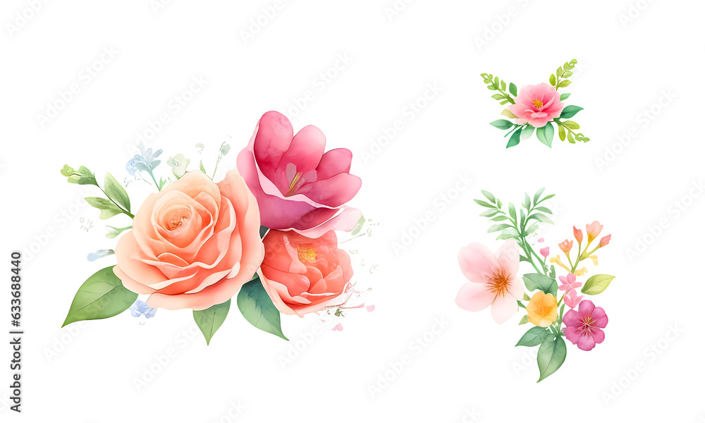 Watercolor Flower Set Realistic Illustrations for Simple and Elegant Bridal Designs, Wallpaper, Greetings, Wallpapers, Fashion, Generative AI