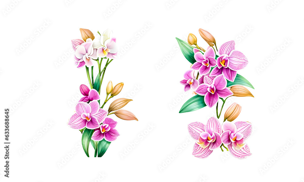 Obraz premium Watercolor Flower Set Realistic Illustrations for Simple and Elegant Bridal Designs, Wallpaper, Greetings, Wallpapers, Fashion, Generative AI