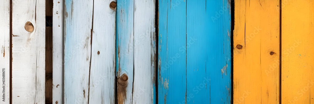 Texture of vintage wood boards with cracked parts white and blue