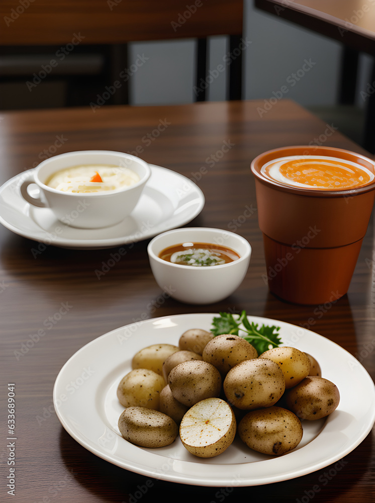 Realistic potatoes neutral palette warm lighting highlydetailed