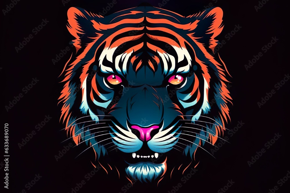 Obraz premium Tiger head illustration isolated background made with generative a technology