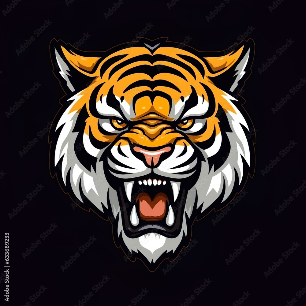 Tiger head illustration isolated background made with generative a technology
