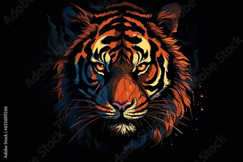 Tiger head illustration isolated background made with generative a technology © smoke