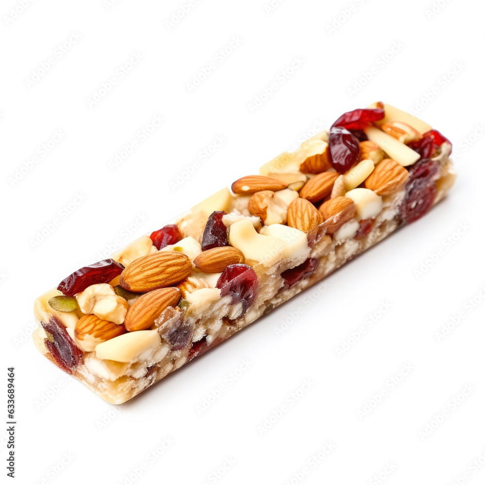 Single Fruit and Nut Bar isolated on white background Single Fruit and Nut Bar isolated on white background