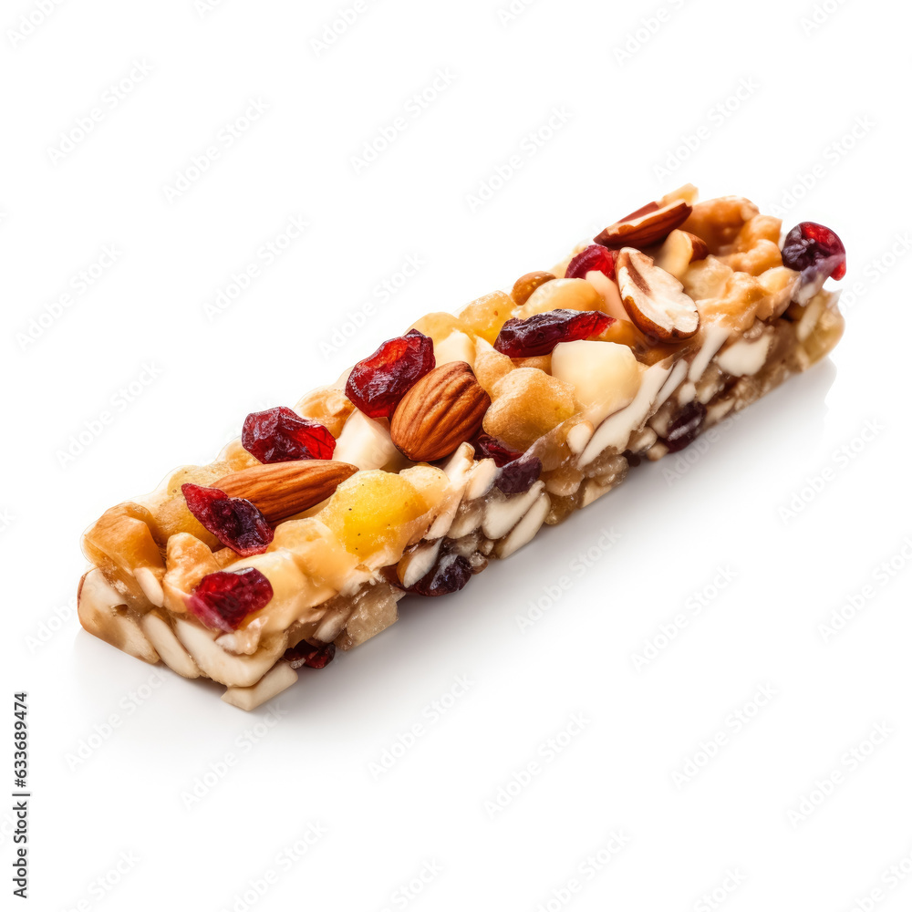 Single Fruit and Nut Bar isolated on white background Single Fruit and Nut Bar isolated on white background