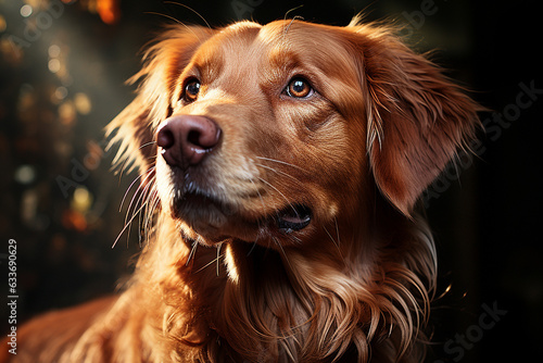 Capture the captivating essence of a dog beauty through a stunning portrait illuminated by soft, natural light. Ai generated © dragomirescu