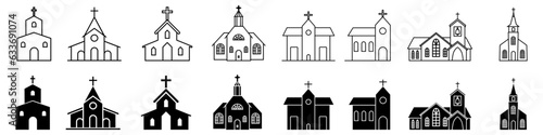 Church icon vector set. Religion illustration sign collection. Temple symbol. Christianity logo.