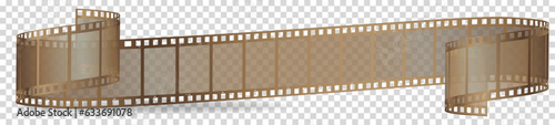 Cinema movie and photography 35 mm film strip template, vector flat element in vintage style