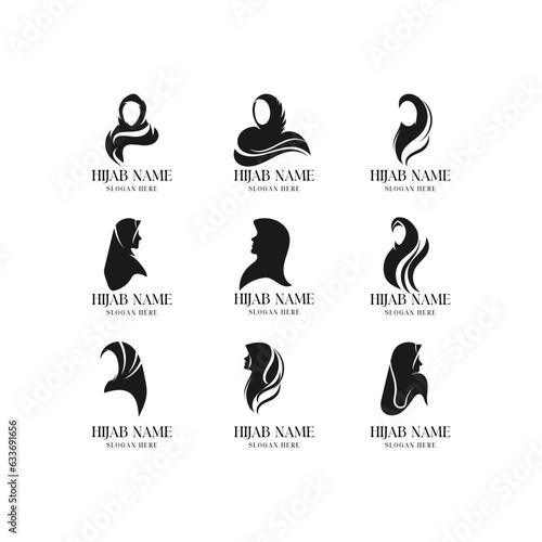 set of logo hijab woman vector