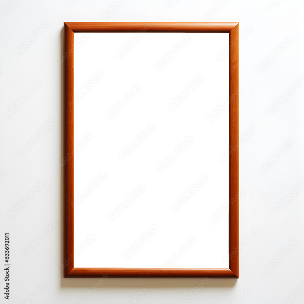 Obraz premium poster or photo mockup with wooden frame and white wall background