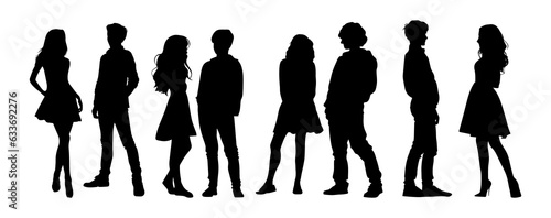 Vector illustration. Silhouette of a couple of woman and man. Lovers. Set of people.