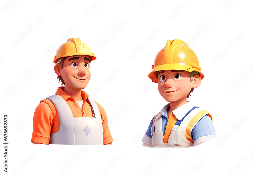 3D labor person object illustration on transparent background, Generative AI 3D labor person object illustration on transparent background, Generative AI