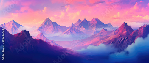 Nature's Canvas: Dreamlike Mountain and Sky © AIproduction