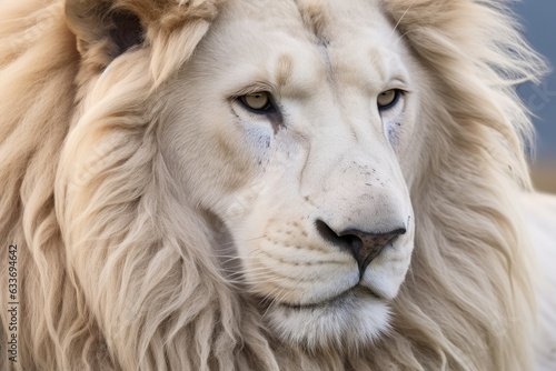 Portrait of white lion.