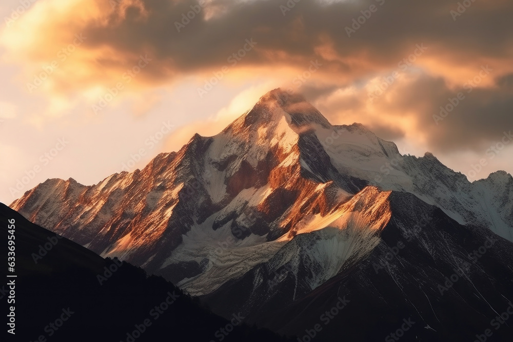 Idyllic mountains landscape at sunset