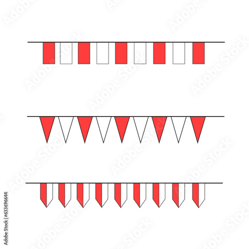 flag icon vector pennant pennant string decoration oranamen Indonesian red and white flag
