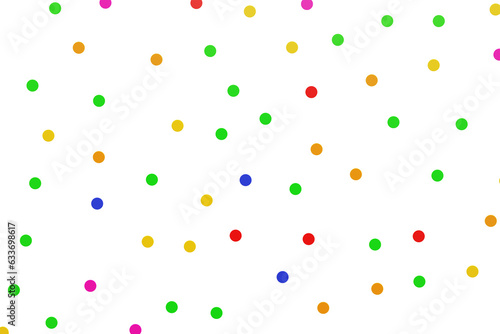 Multi-colored confetti from circles on a white isolated background. 3d rendering