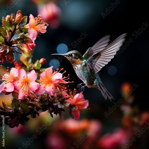 Hummingbird bird looking for flower nectar  © asso11