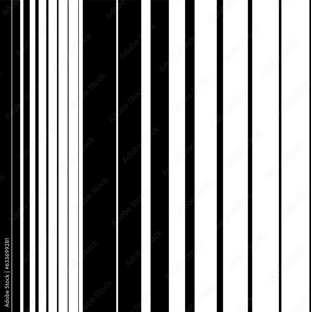 The vertical stripes increase in thickness towards the left side, mimicking a barcode. The vertical stripes increase in thickness towards the left side, mimicking a barcode.