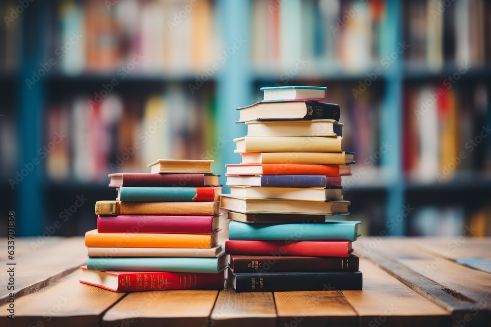 pile of books on a table. Back to school concept pile of books on a table. Back to school concept