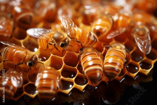 honeycomb of freshly collected honey. Healthy living and sustainable food concept © jechm