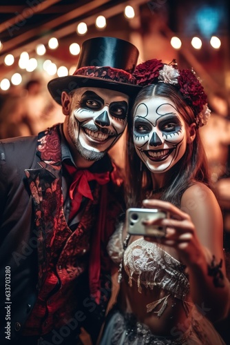 Halloween selfie on a party, halloween costumes,