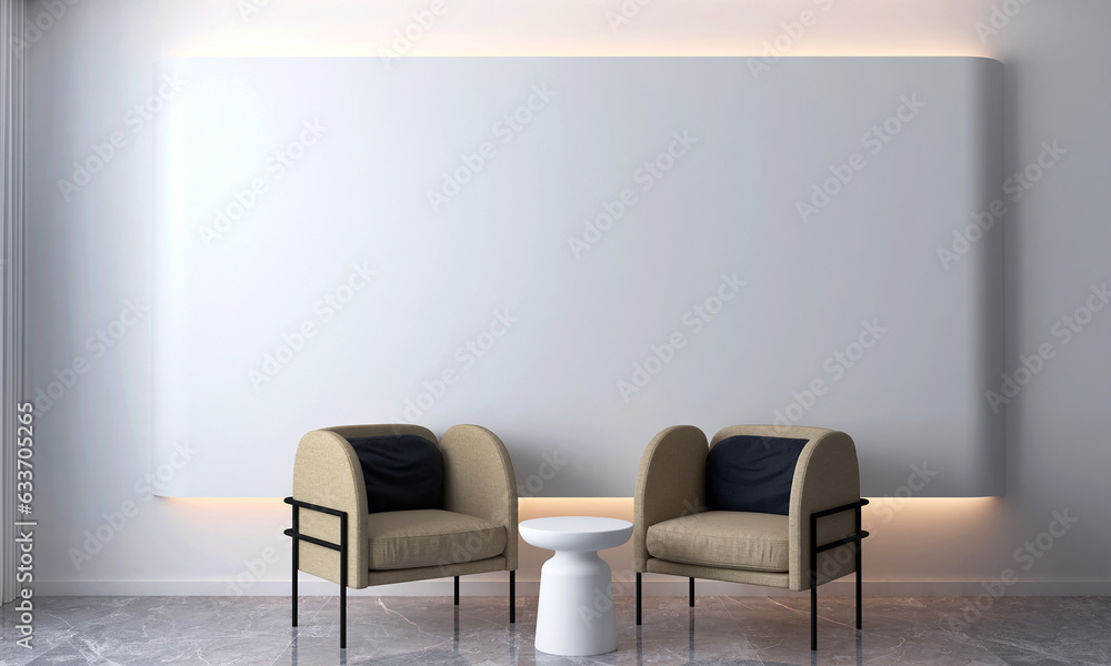 Modern living room and white pattern wall texture background interior design, mock up room, furniture decor, empty canvas frame, 3d rendering. Modern living room and white pattern wall texture background interior design, mock up room, furniture decor, empty canvas frame, 3d rendering.
