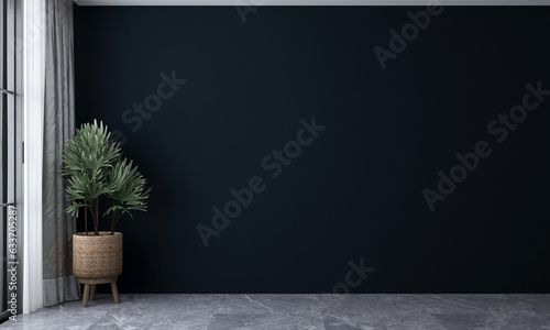 Fototapeta Naklejka Na Ścianę i Meble -  The living room and blue pattern wall texture background interior design, mock up room, furniture decor, empty canvas frame, 3d rendering.