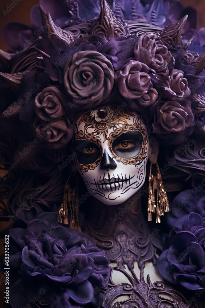 Portrait of woman with traditional la muerte makeup . Mexican festival Dia de los Muertos. Halloween Portrait of woman with traditional la muerte makeup . Mexican festival Dia de los Muertos. Halloween