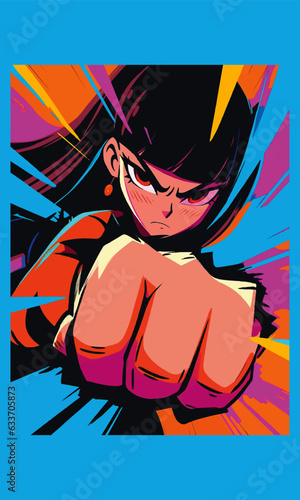 Girl Punch Cartoon Art Work, Punch and Mascot Style Portrai