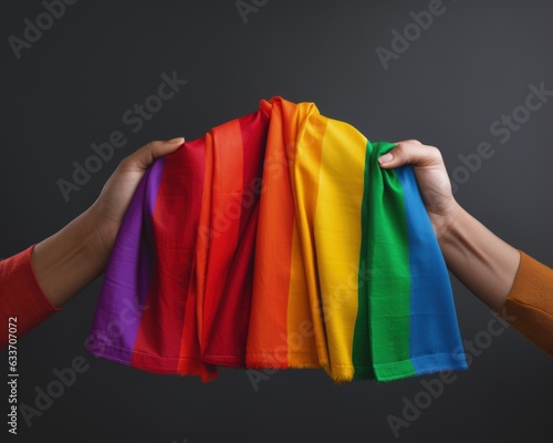 Closeup of Hands Holding a LGBT Pride Flag