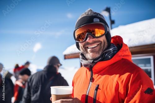 Smiling Man Wearing Sunglasses at a Ski Resort