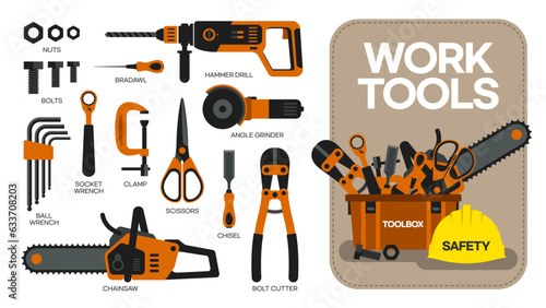 Toolboxes and tool sets for the work
