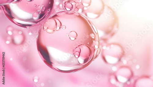 serum bubble pink background for cosmetics product. Generated with AI