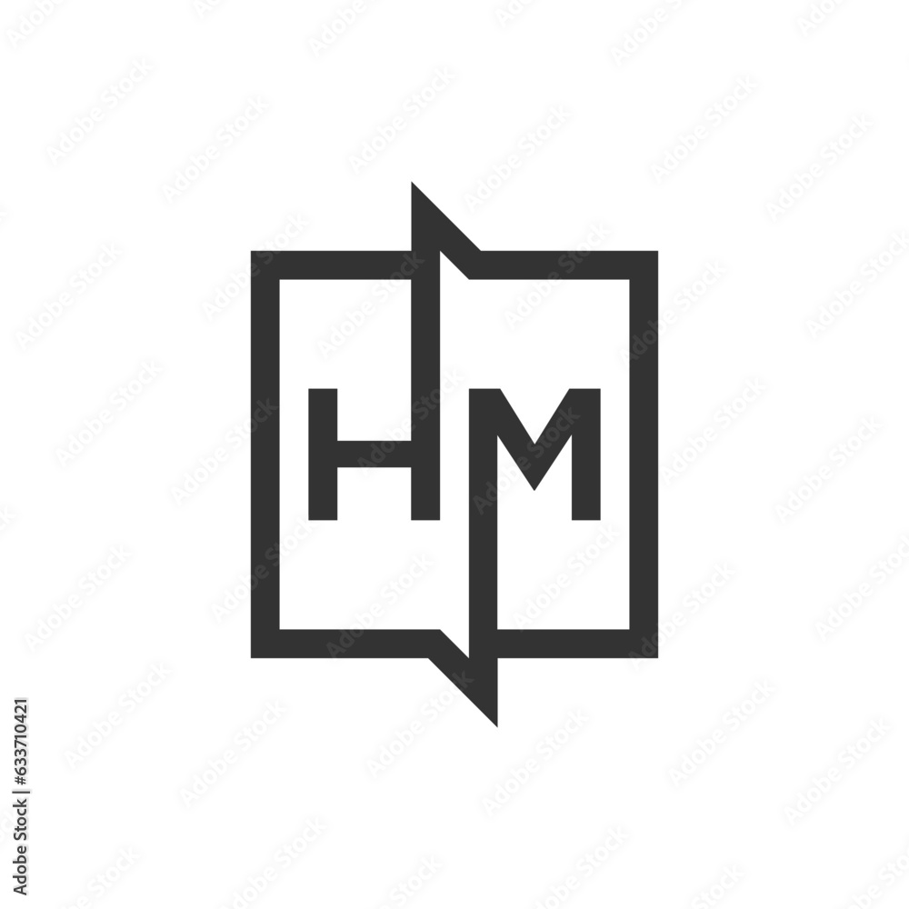line square letter HM design vector illustration. line square letter HM design vector illustration.
