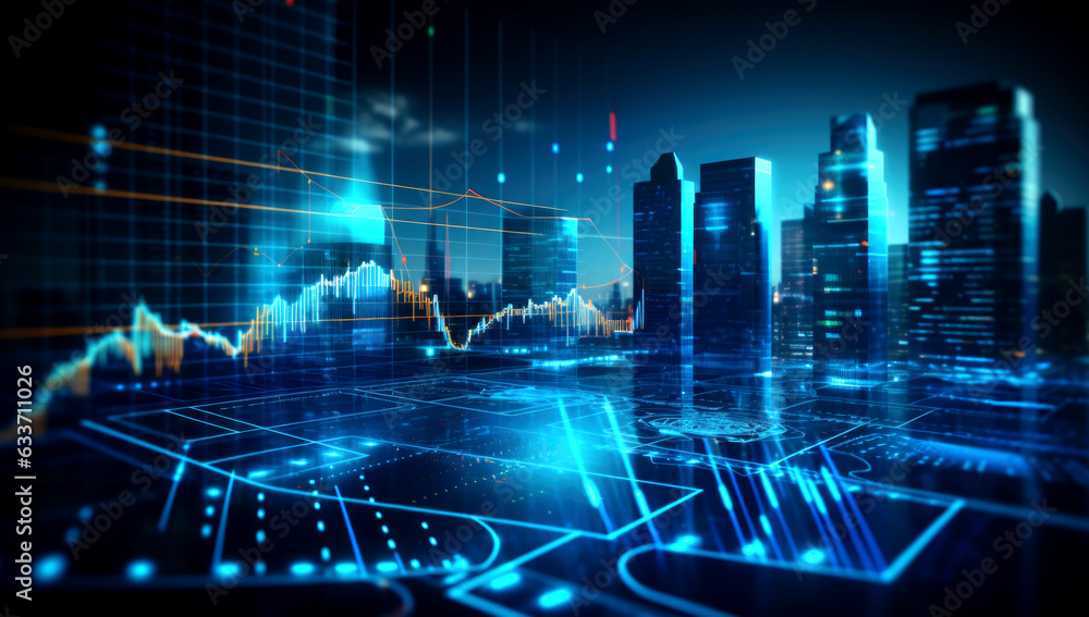 Future of finance with innovative trading. Trade, technology, investment and analysis concept. Generated with AI Future of finance with innovative trading. Trade, technology, investment and analysis concept. Generated with AI