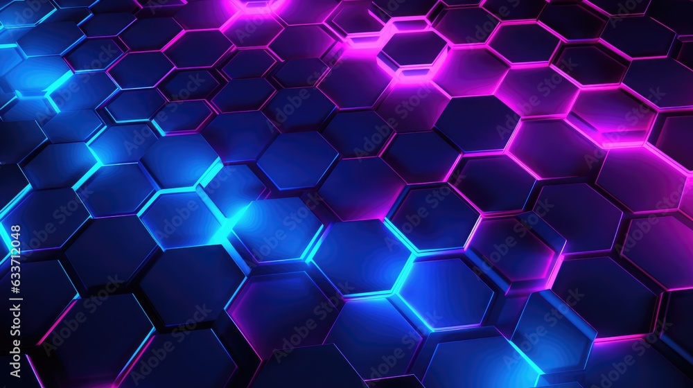 Fototapeta premium Neon Hexagons Background