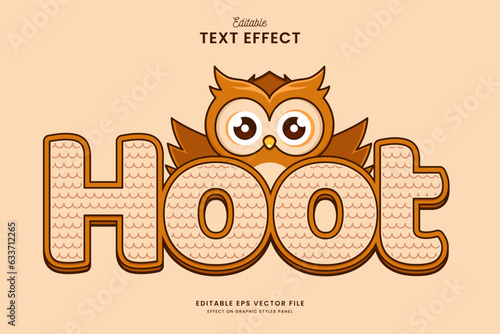 decorative owl hoot editable text effect vector design