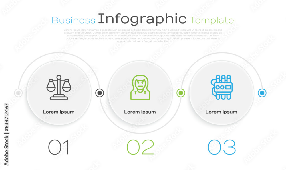 Set line Scales of justice, Thief mask and Dynamite and timer clock. Business infographic template. Vector Set line Scales of justice, Thief mask and Dynamite and timer clock. Business infographic template. Vector