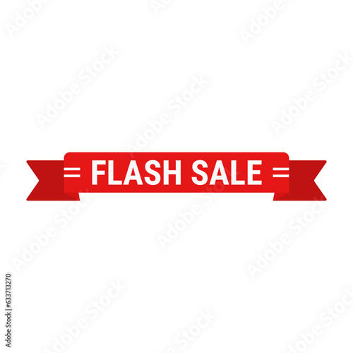 Flash Sale In Red Ribbon Rectangle Shape With White Line For Business Promotion 